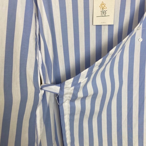 Zara v-neck Striped Long Sleeve Wrap Blouse Medium - Picture 3 of 6